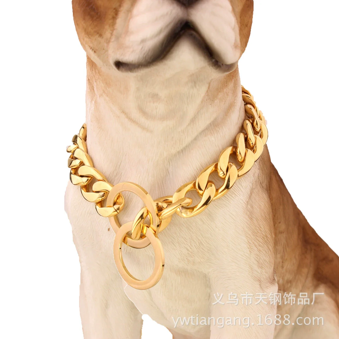 Pet Chain Collar Titanium Steel Sixsided Grinding Chain Polished Vacuum Plating Pit Bull Style - Image 7
