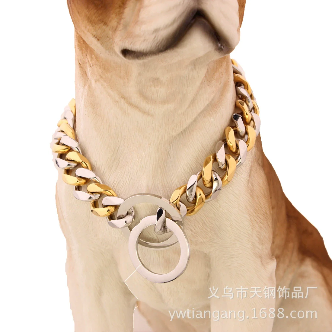 Pet Chain Collar Titanium Steel Sixsided Grinding Chain Polished Vacuum Plating Pit Bull Style - Image 8