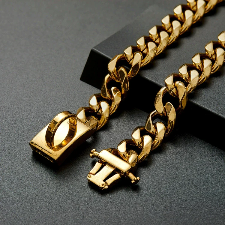 Pet Dog Chain Titanium Steel Sixsided Grinding Encrypted Round Grinding Polished Vacuum Plating - Image 3