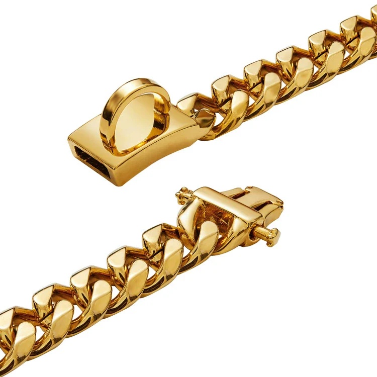 Pet Dog Chain Titanium Steel Sixsided Grinding Encrypted Round Grinding Polished Vacuum Plating - Image 4