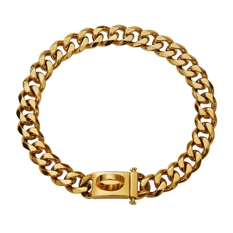 Pet Dog Chain Titanium Steel Sixsided Grinding Encrypted Round Grinding Polished Vacuum Plating - Image 5
