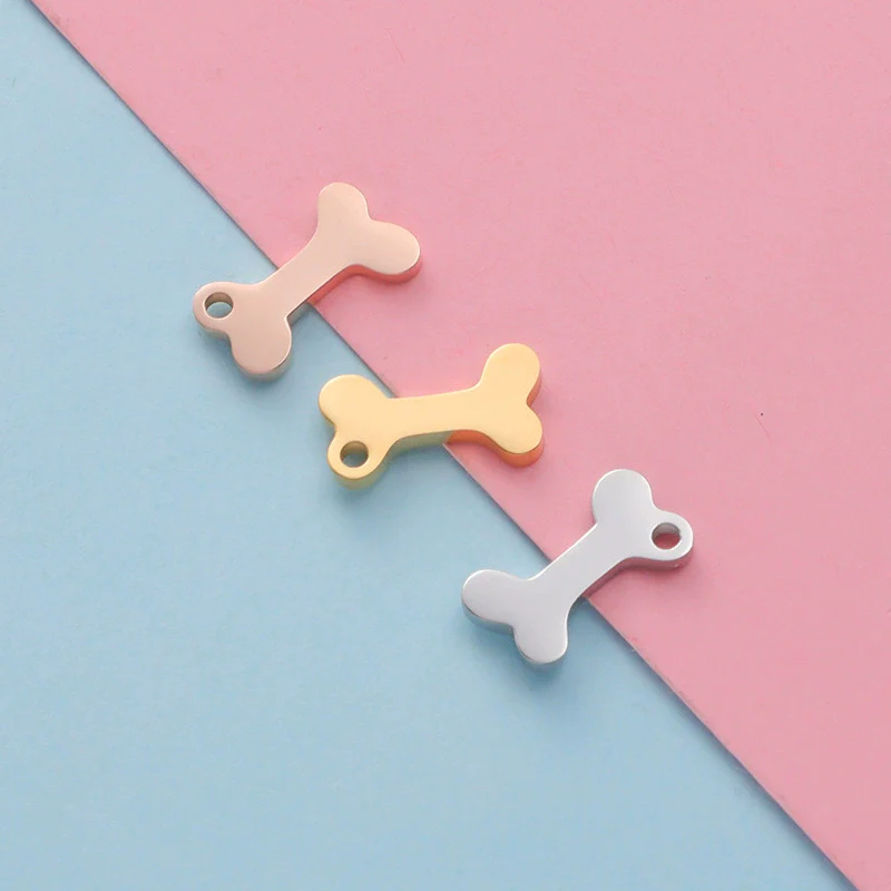 Pet Jewelry Accessories Stainless Steel Dog Bone Shape Pendant With Electroplating - Image 2