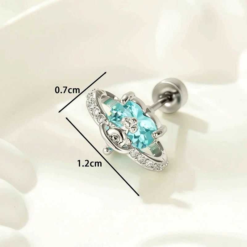 Piercing Earrings Titanium Steel Zircon Star Saturn Girly - Image 8