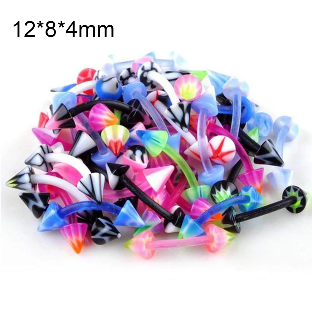 Piercing Jewelry Acrylic Geometric Style Unisex Soft Rod Nose Ring And Mixed Piercing Set - Image 27