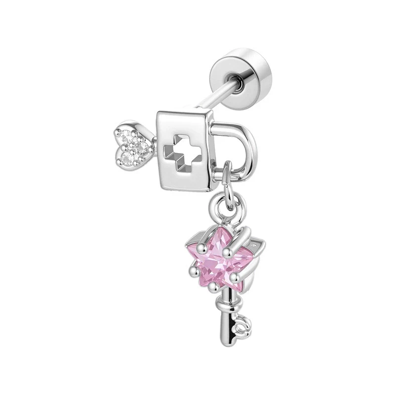 Piercing Jewelry Metal Heart Lock Star Pendant Set With Zirconia For Women Fashion Style - Image 6