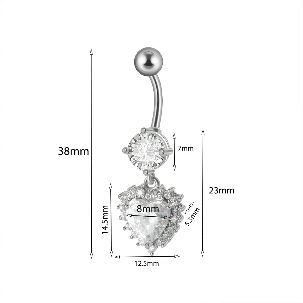 Piercing Jewelry Navel Ring Cross Pendant Stainless Steel Heartshaped Butterfly Snakeshaped Zircon - Image 18