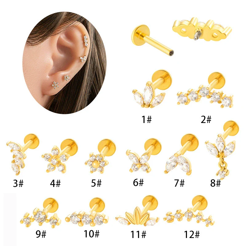 Piercing Jewelry Stainless Steel Flower Butterfly Electroplated For Women - Image 5