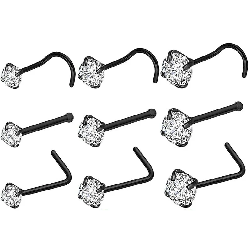 Piercing Jewelry Stainless Steel Geometric Nose Stud Nose Ring Earrings Electroplated - Image 3