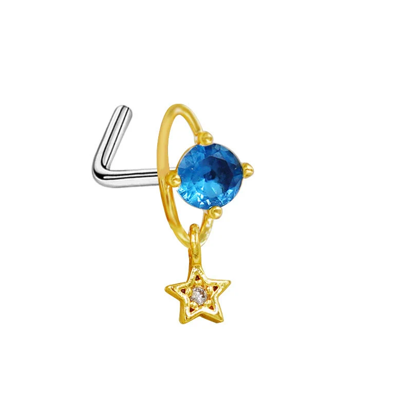 Piercing Jewelry Stainless Steel Heart Pendant Nose Ring With Diamond Design - Image 7