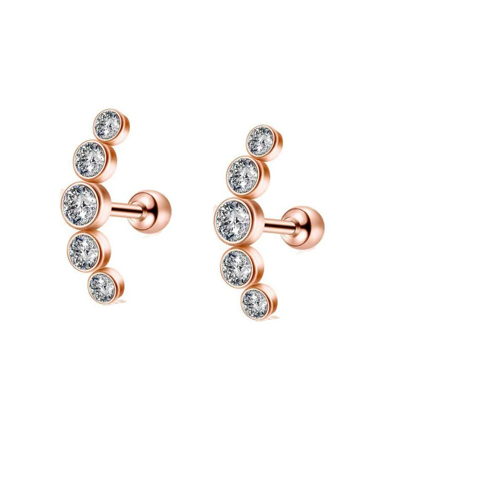 Piercing Jewelry Stainless Steel Lip Nails Zircon Earrings Ear Bone Nails With Crown Pattern Handmade - Image 22