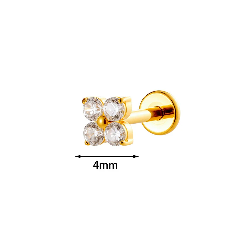 Piercing Jewelry Titanium Alloy Geometric Electroplated Small Flower Style - Image 11