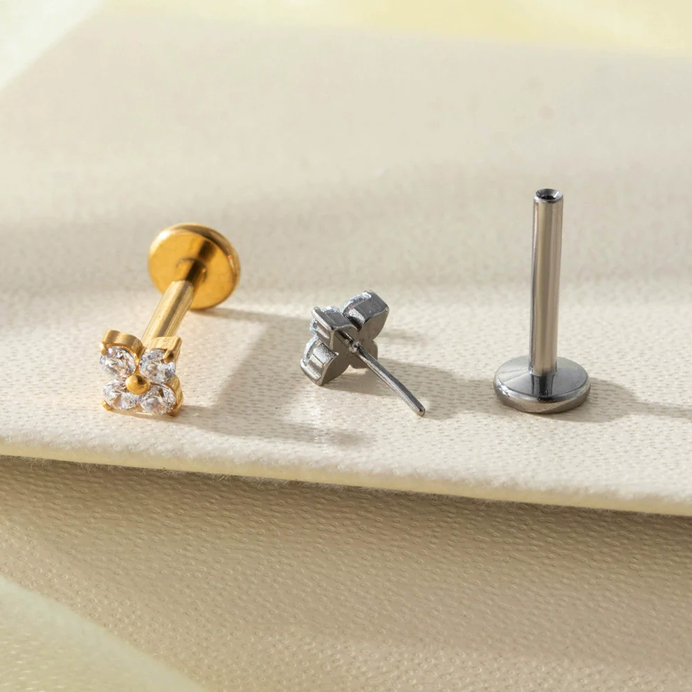 Piercing Jewelry Titanium Alloy Geometric Electroplated Small Flower Style - Image 3