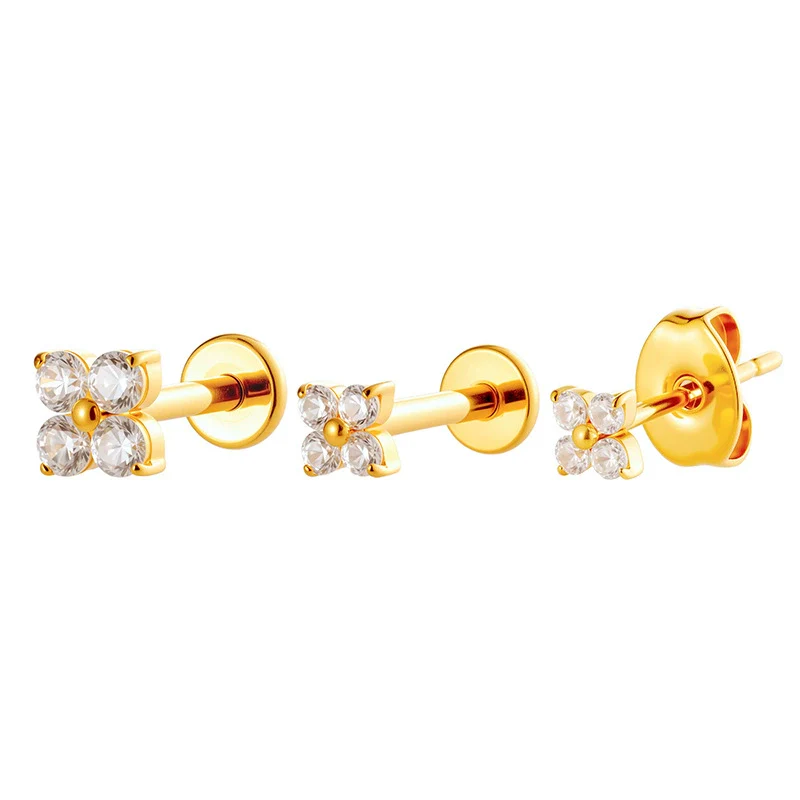 Piercing Jewelry Titanium Alloy Geometric Electroplated Small Flower Style - Image 5