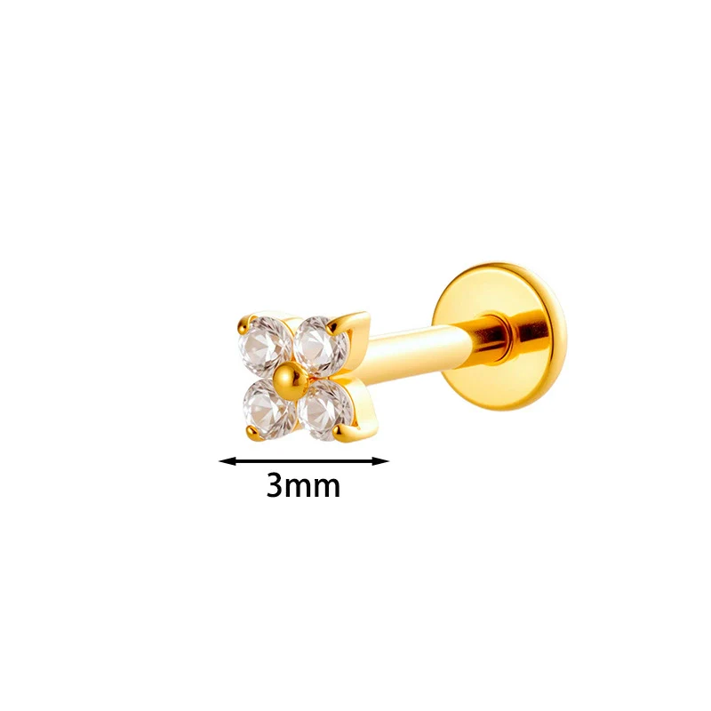 Piercing Jewelry Titanium Alloy Geometric Electroplated Small Flower Style - Image 9