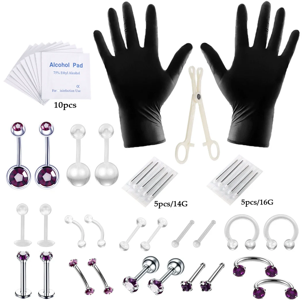 Piercing Set Stainless Steel K9 Heart Electroplating Unisex Whole Body Perforation Tools - Image 11