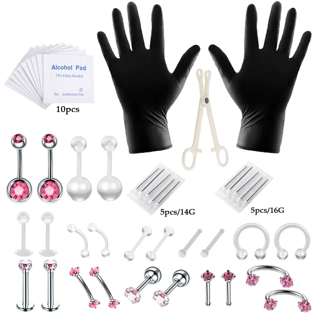 Piercing Set Stainless Steel K9 Heart Electroplating Unisex Whole Body Perforation Tools - Image 2