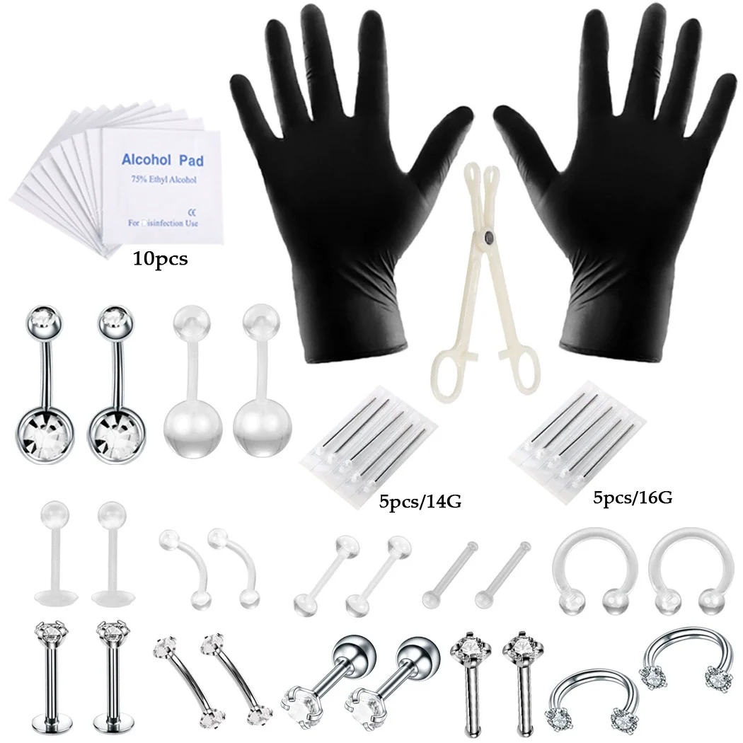 Piercing Set Stainless Steel K9 Heart Electroplating Unisex Whole Body Perforation Tools - Image 6