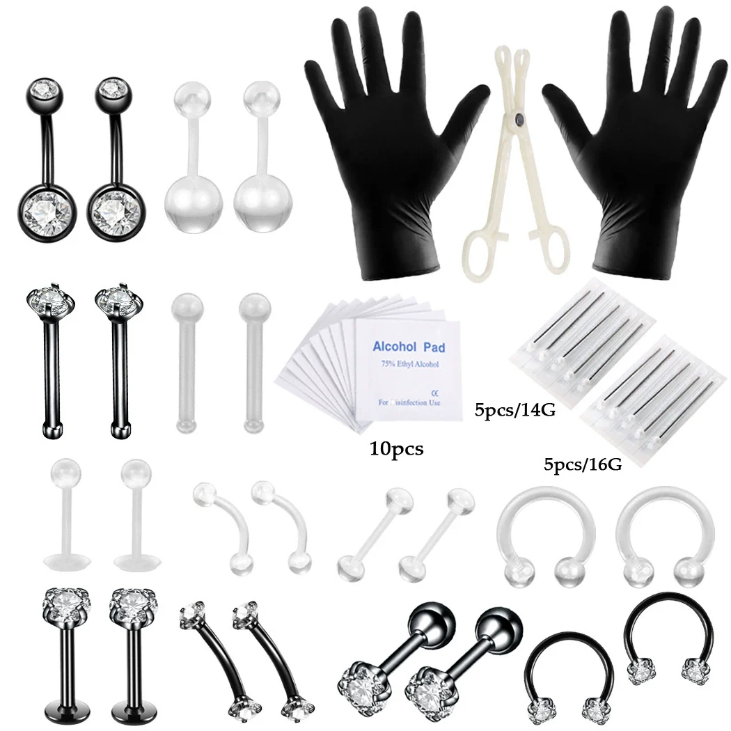 Piercing Set Stainless Steel K9 Heart Electroplating Unisex Whole Body Perforation Tools - Image 7