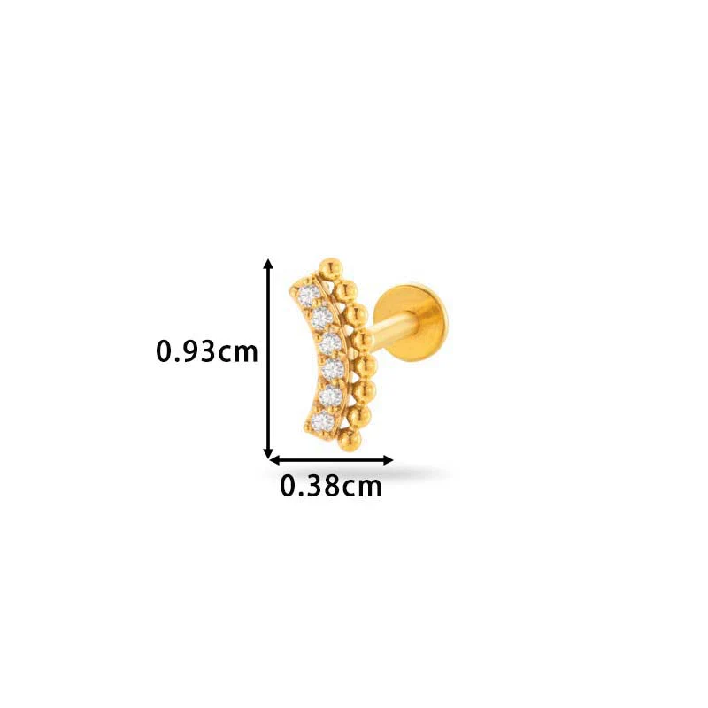 Piercing Stud Stainless Steel Copper Inlaid Zircon Cherry Cross Ear Bone For Women Electroplated - Image 13