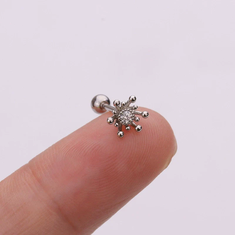 Pineapple Screw Earring Metal Inlaid Zircon Geometric Style - Image 6