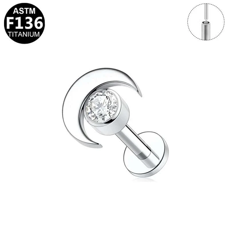 Plugin Ear Bone Nail And Lip Nail Titanium Alloy Zircon Copper Stainless Steel Geometric Electroplating - Image 7
