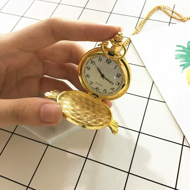 Pocket Watch Alloy Female Cartoon Round Dial With Angel Wings And Sakura Stars Hanging Chain - Image 6