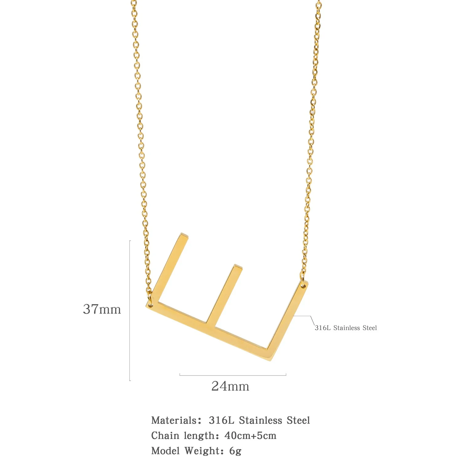 Polished Short Clavicle Necklace Titanium Steel Jewelry With English Letter Pattern And Electroplating Treatment - Image 10