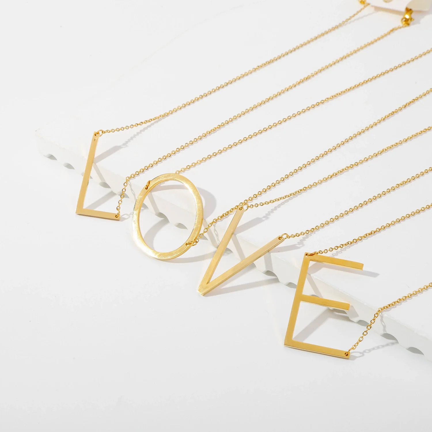 Polished Short Clavicle Necklace Titanium Steel Jewelry With English Letter Pattern And Electroplating Treatment - Image 3