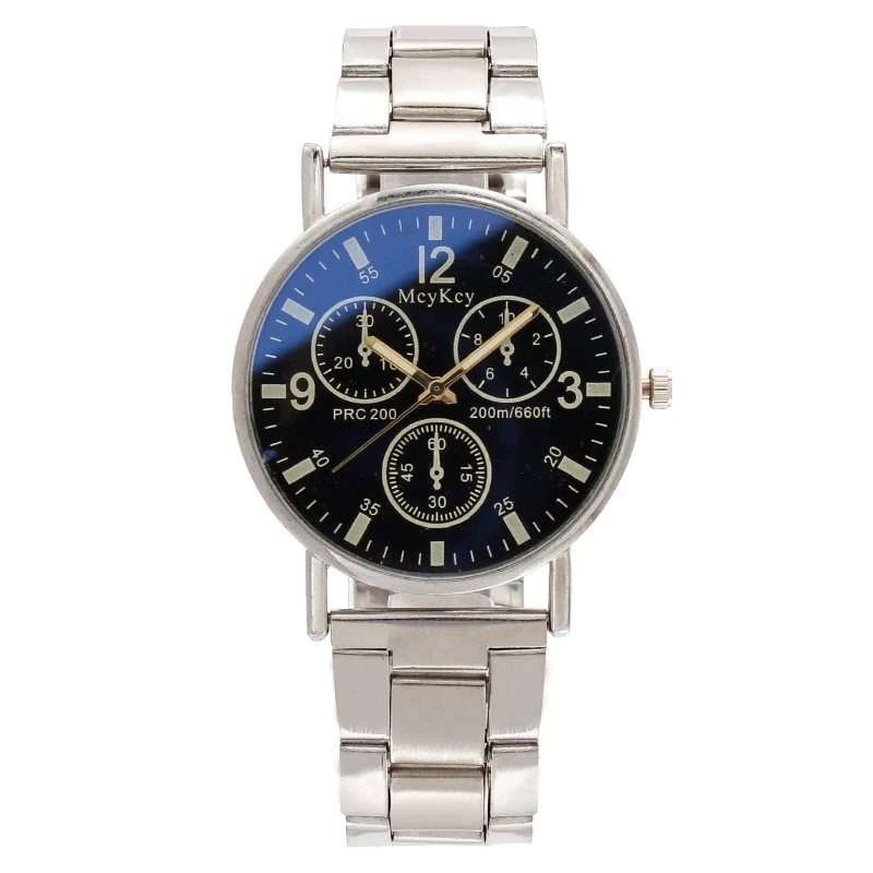 Popular Fashion Men's Watch With Steel Band Plastic Case Mineral Strengthened Mirror And Round Dial - Image 6