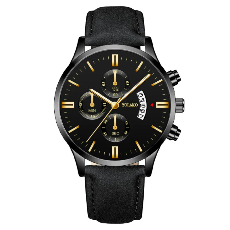 Popular Men's Watch Leather Belt Alloy Case Stainless Steel Buckle Round Dial Fashion Style - Image 2