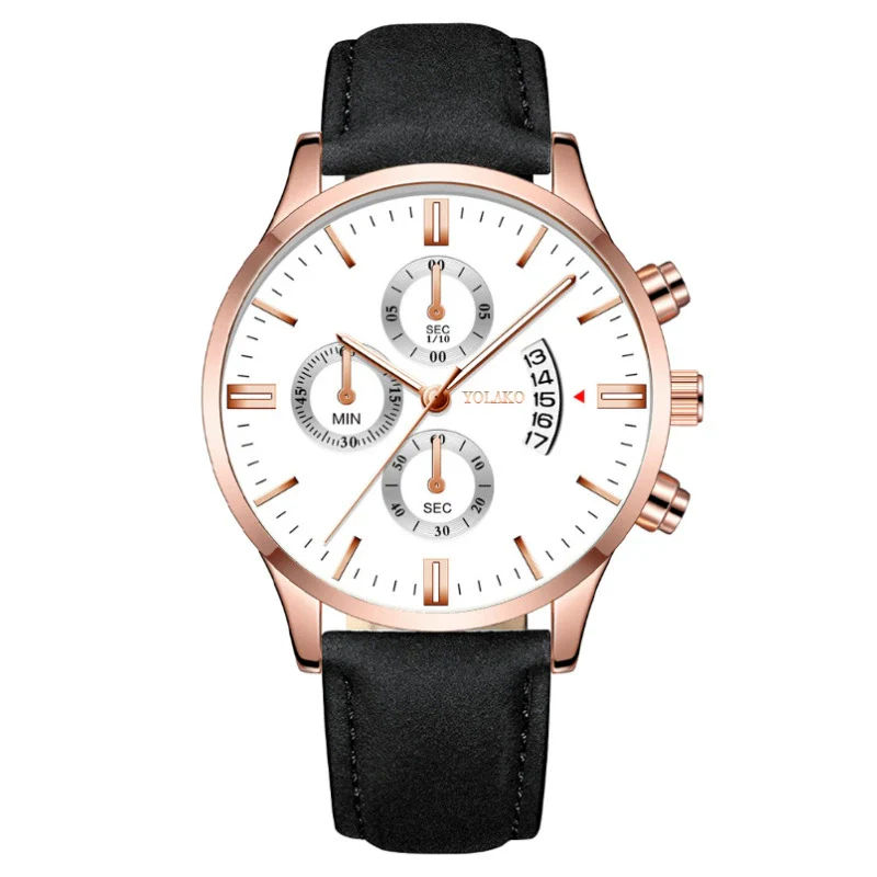 Popular Men's Watch Leather Belt Alloy Case Stainless Steel Buckle Round Dial Fashion Style - Image 5