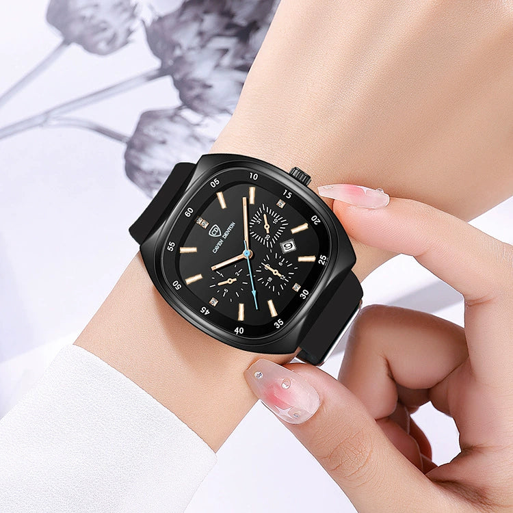 Popular Skinfriendly Silicone Strap Alloy Case Quartz Sports Watch With Mineral Reinforced Glass Mirror And Barrel Shape Dial For Women - Image 2