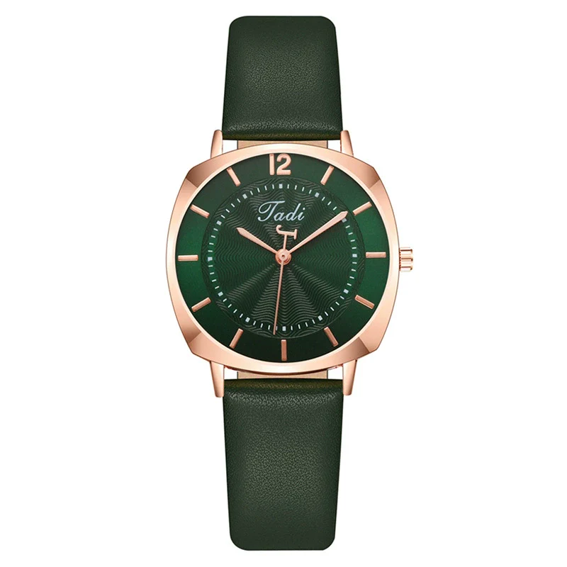 Popular Women's Fashion Square Metal Case Imitation Leather Strap Quartz Watch - Image 5