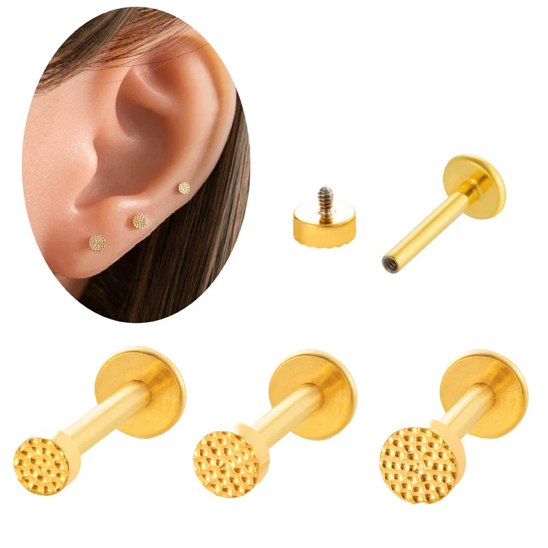 Puncture Earrings Titanium Alloy Heart Shape Electroplating For Women