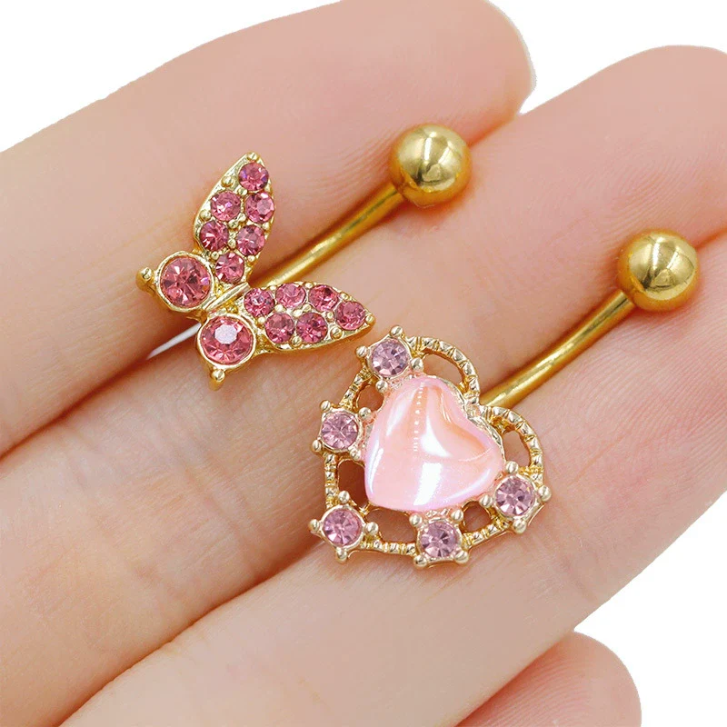Puncture Jewelry Belly Button Ring Zinc Alloy Heart Shape Unisex - Image 2