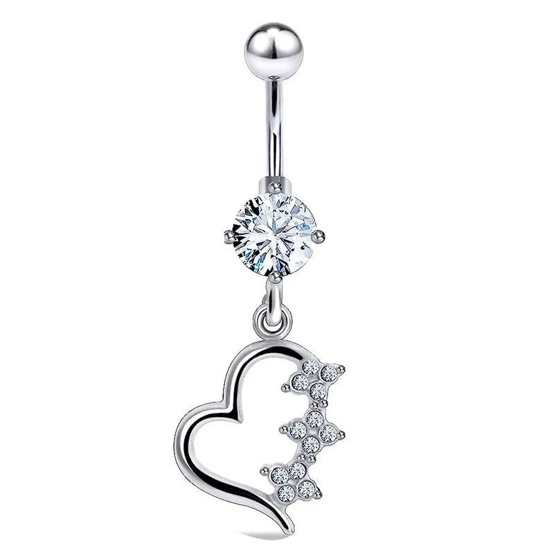 Puncture Jewelry Stainless Steel Geometric Belly Button Ring With Electroplating Treatment And Simple Style Plant Flowers Pattern - Image 5