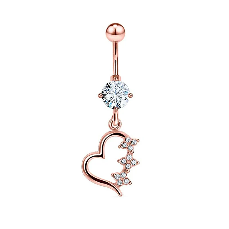 Puncture Jewelry Stainless Steel Geometric Belly Button Ring With Electroplating Treatment And Simple Style Plant Flowers Pattern - Image 7