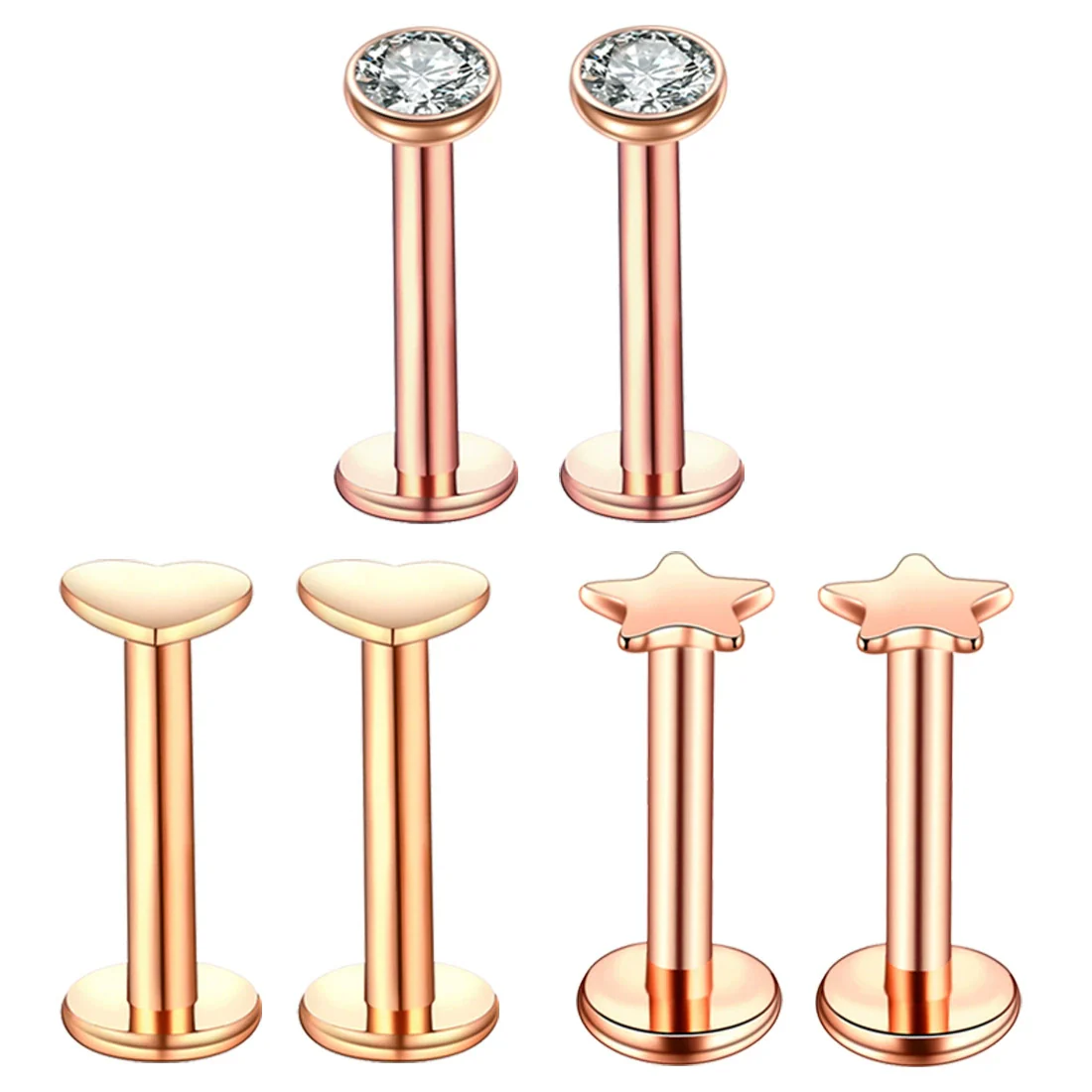 Puncture Jewelry Stainless Steel Heartshaped Lip Nail With Zircon And Electroplating Treatment - Image 4