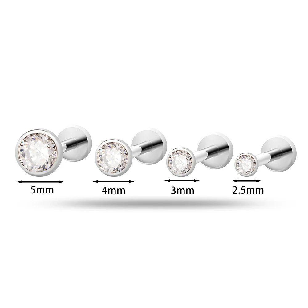 Puncture Jewelry Titanium Alloy Geometric Electroplated Zircon Lip Nail Tragium Ear Nail - Image 6