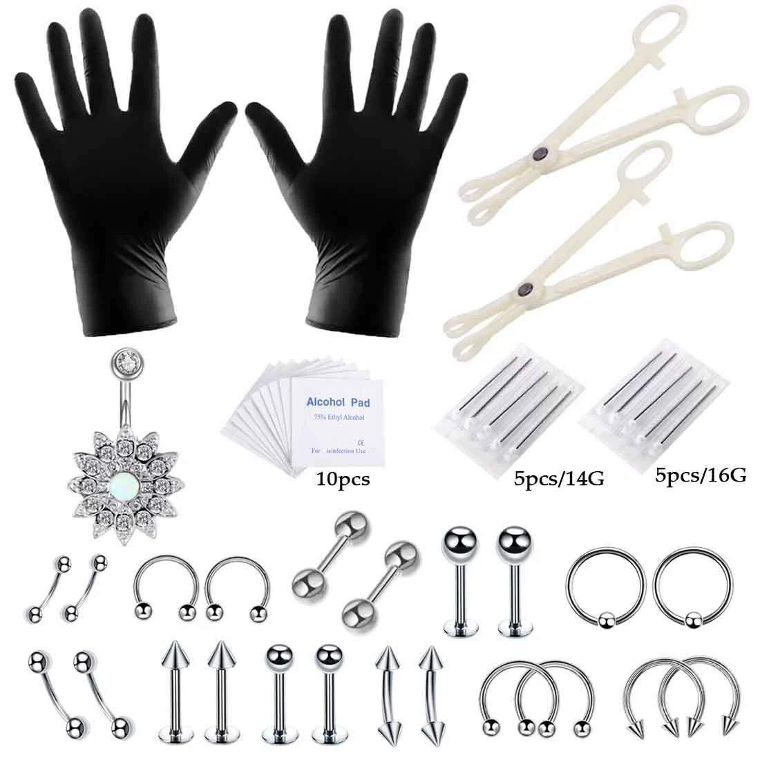 Puncture Tools Set Stainless Steel Heart Pattern Electroplated Unisex - Image 2