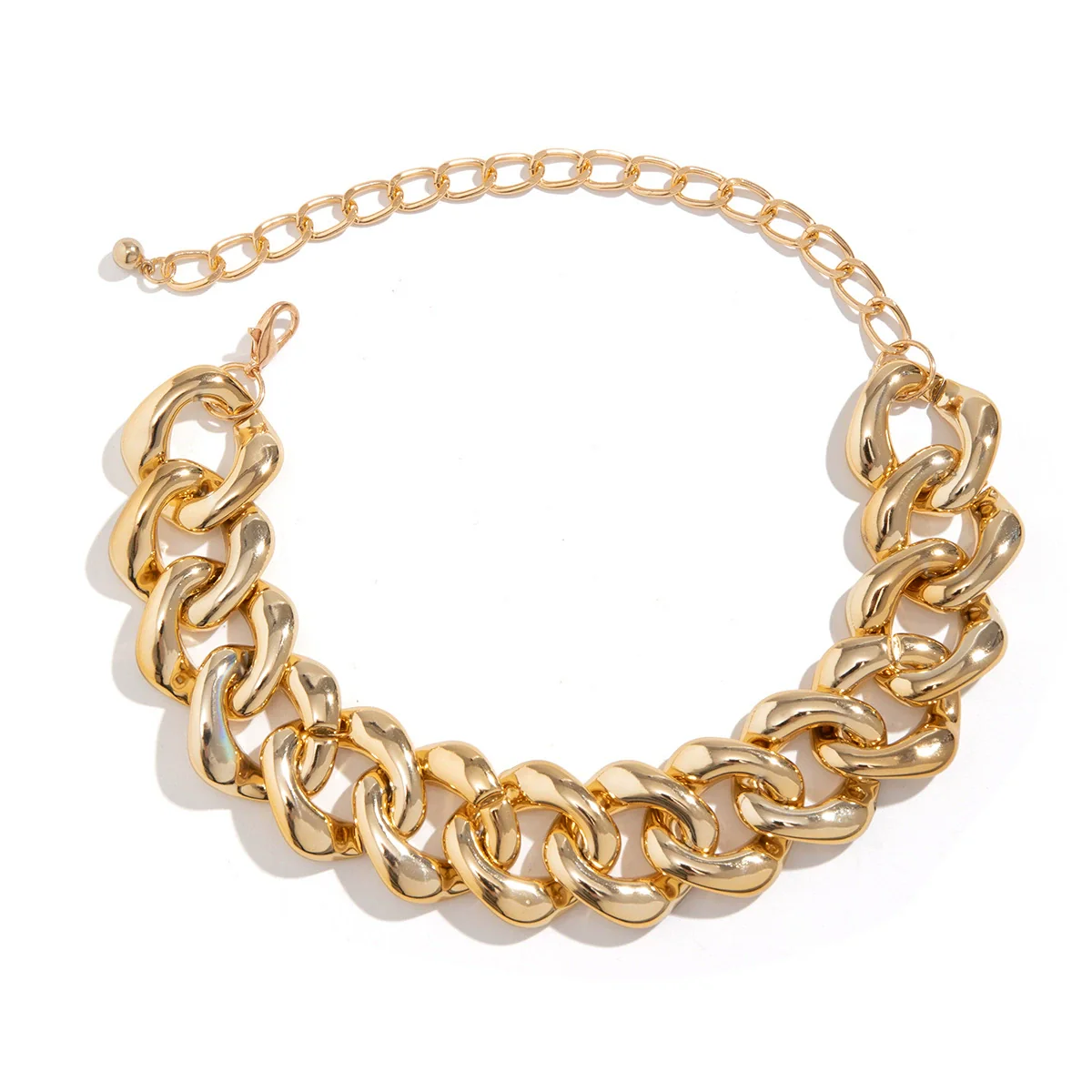 Punk Hip Hop Thick Chain Necklace With Geometric Buckle Ccb Electroplated Jewelry For Women - Image 5