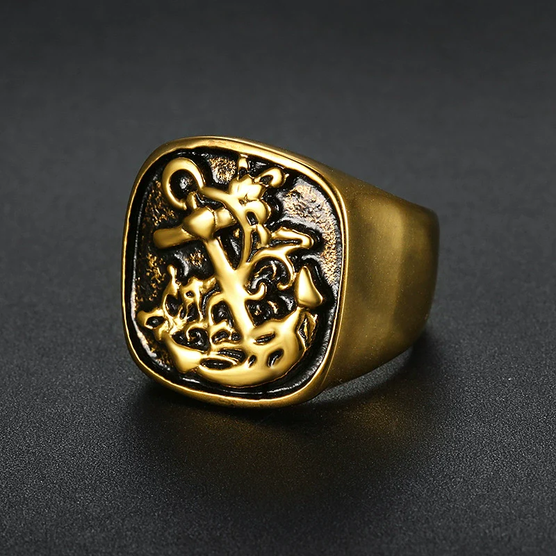 Punk Retro Style Titanium Steel Ring For Men With Apply Oil Processing - Image 7