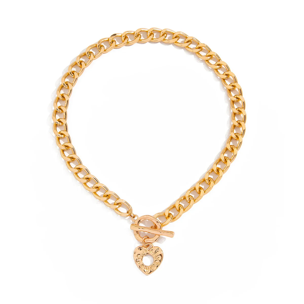 Punk Style Metal Alloy Heart Shape Geometric Letters Numbers Text Pendant Necklace With O Chain And Electroplating Treatment - Image 5