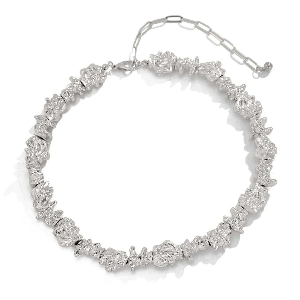 Punk Style Metal Geometric Fold Necklace For Women With Electroplating - Image 5