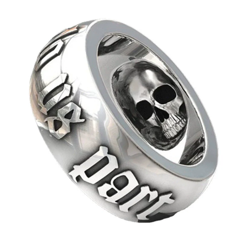 Punk Style Skull Ring Metal Geometric Pattern Electroplated Men's Jewelry - Image 5