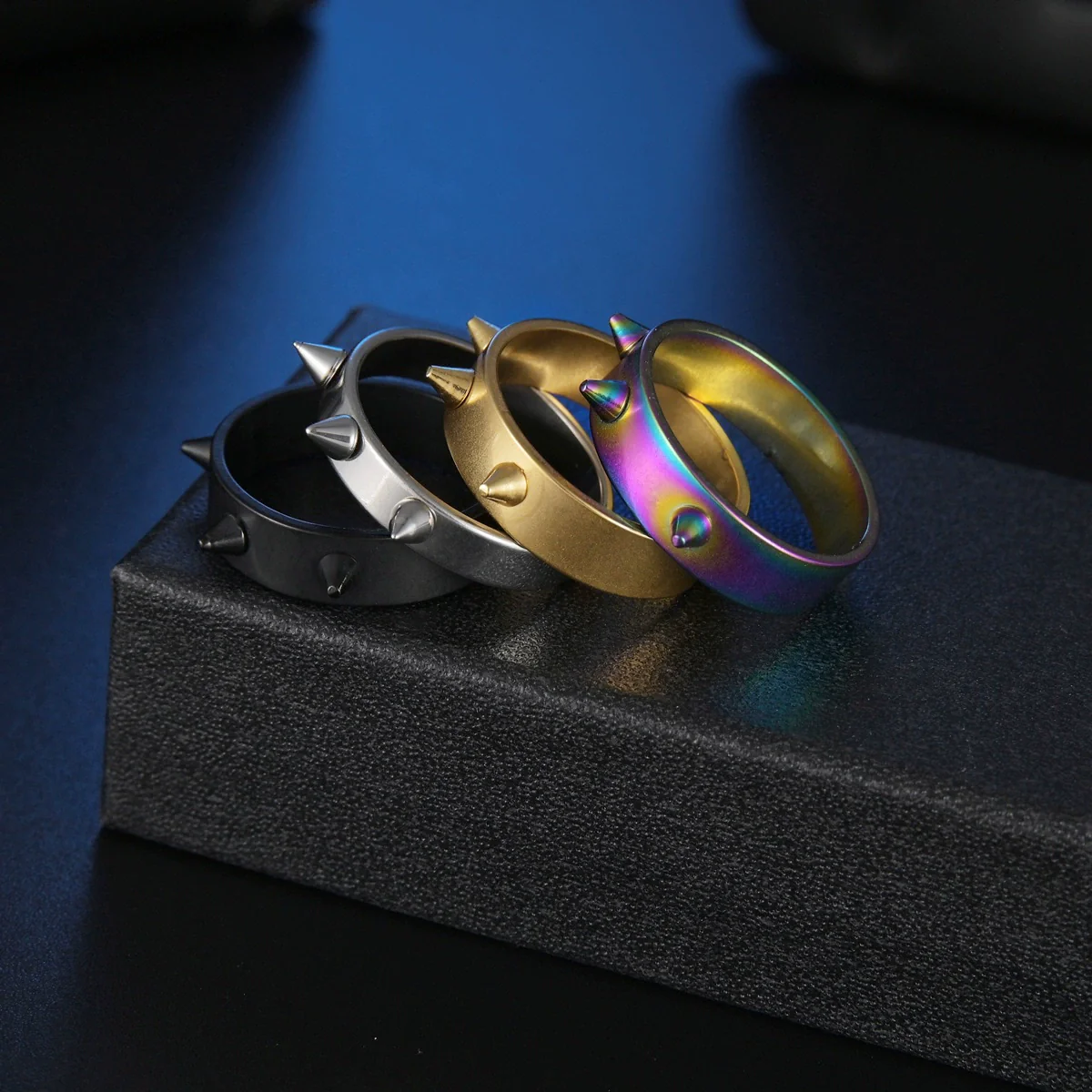 Punk Style Stainless Steel Geometric Electroplated Selfdefense Antiwolf Ring Unisex Couple Jewelry - Image 2