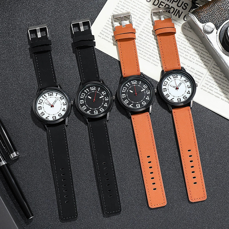 Quartz Watch Alloy Case Imitation Leather Strap Round Dial Leisure Style Men's Watch - Image 3