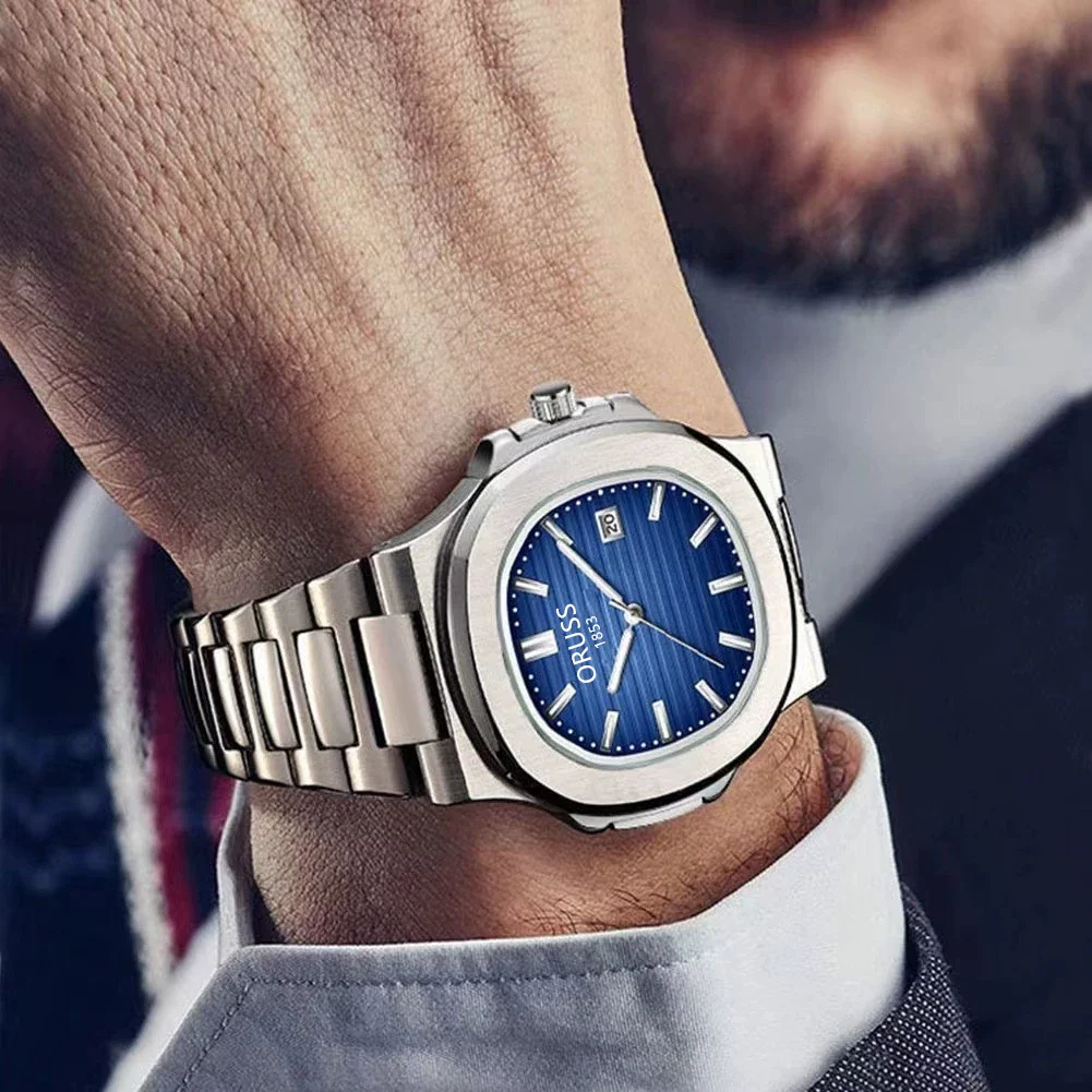 Quartz Watch Fine Steel Square Dial Fashion Business Style - Image 3