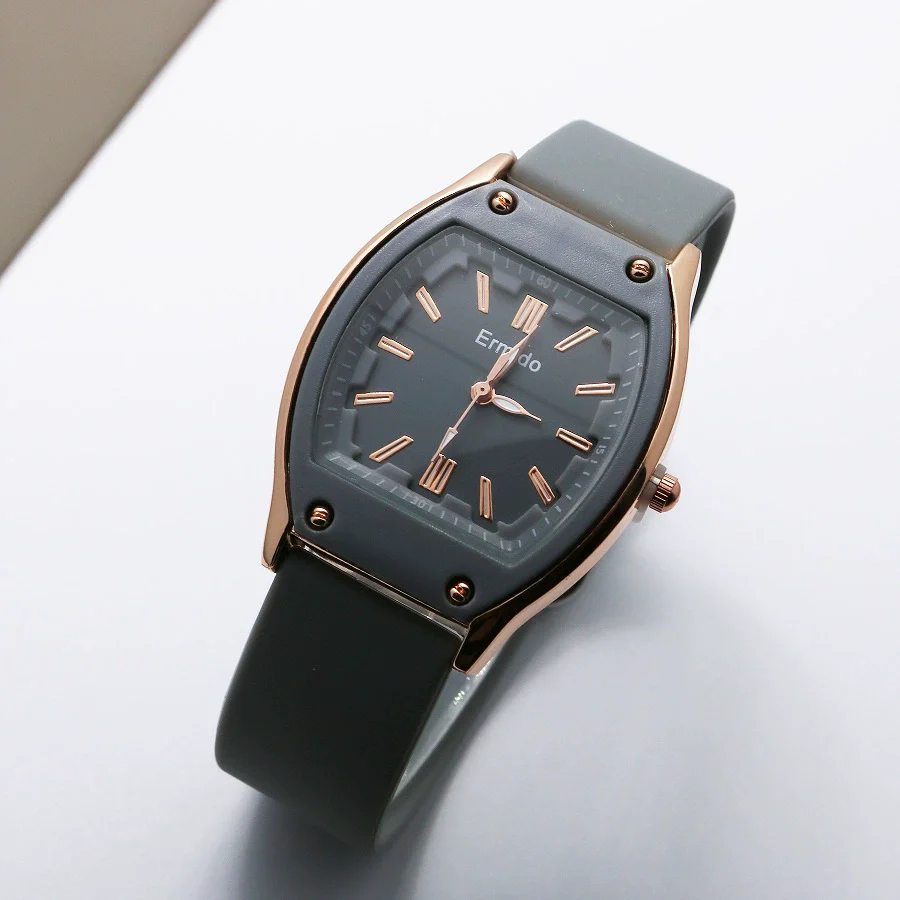 Quartz Watch Silicone Alloy Mineral Reinforced Glass Mirror Stainless Steel Buckle Barrel Shape Female Leisure - Image 8
