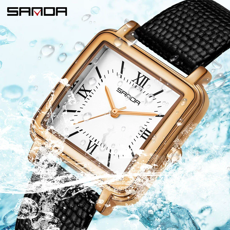 Quartz Watch Square Casual Retro Roman Numeral Leather Mesh Strap Alloy Case Mineral Reinforced Glass Mirror Stainless Steel Buckle